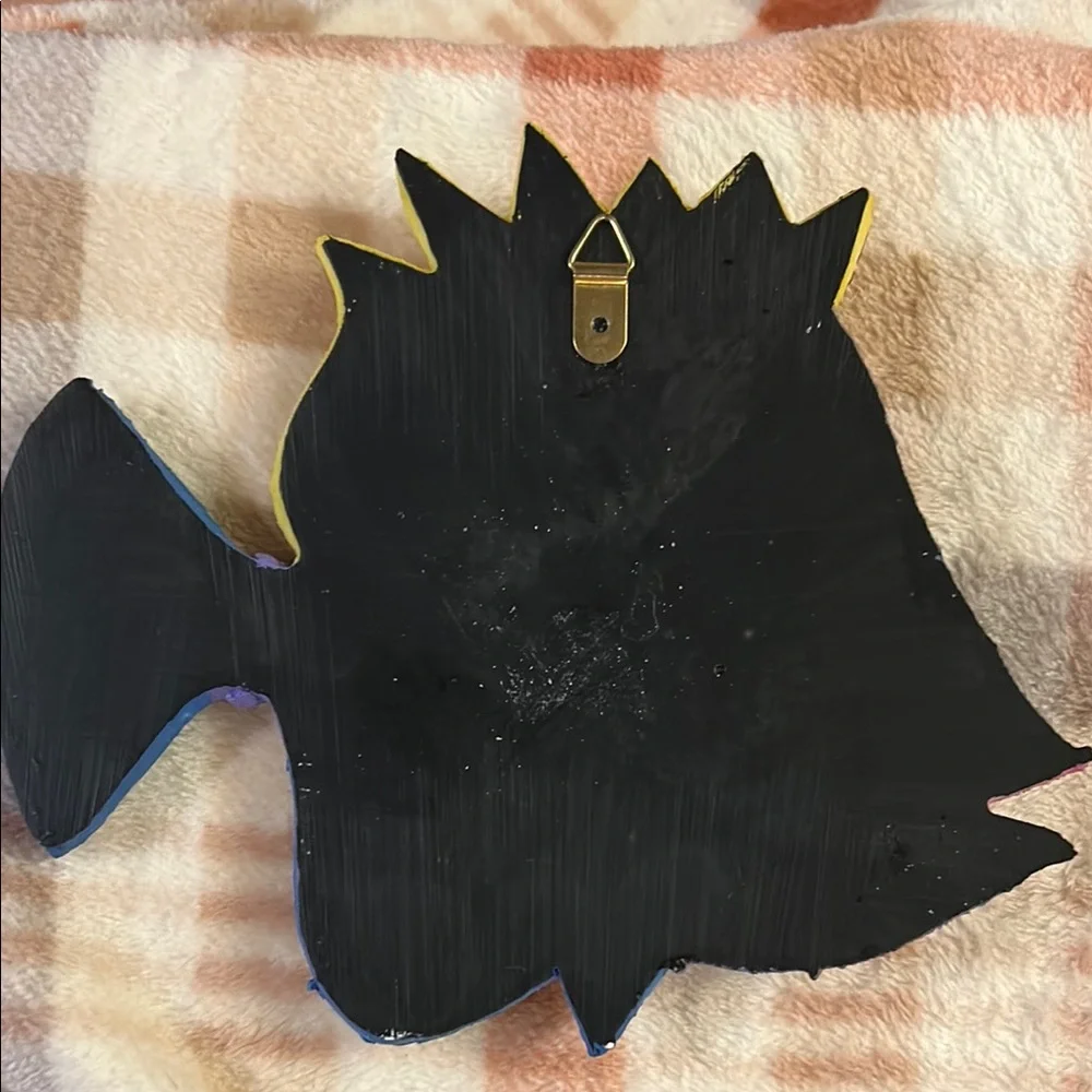 Purple and Yellow Fish Decor with Textured Surface
